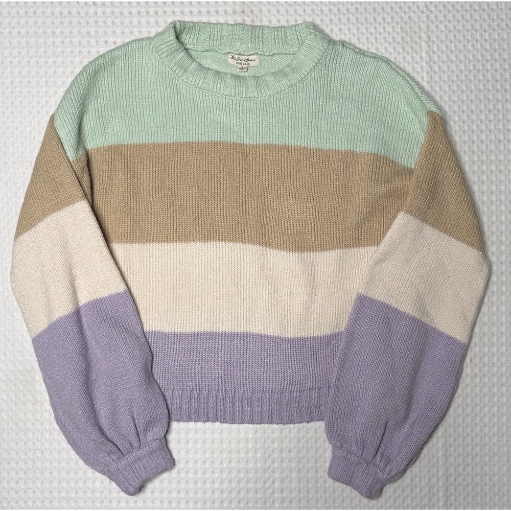 For Love & Lemons Hailey Striped Sweater SM Multicolor Knitwear Pullover Pastel - Picture 3 of 9